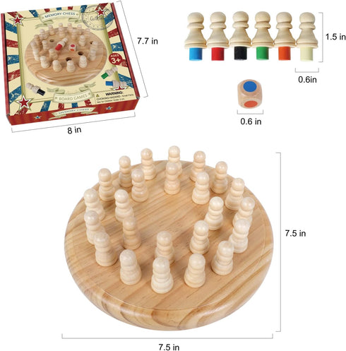 Wooden Memory Match Stick Chess Game - Color Memory Chess, Funny Block Board Game, Educational Toy for Boys and Girls