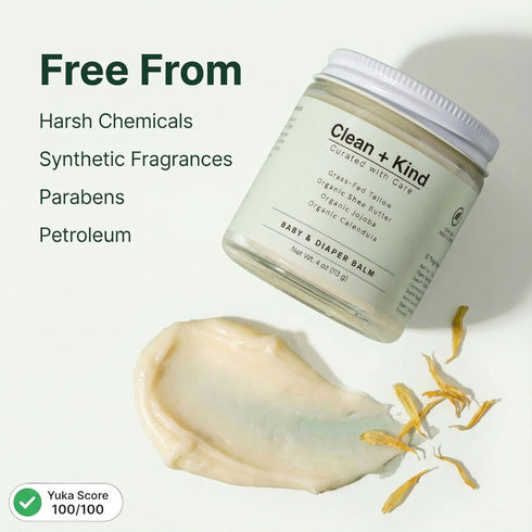 4 oz Organic Diaper Balm Baby Diaper Rash Cream Soothes & Protects Sensitive Skin with Grass-Fed Tallow, Shea Butter