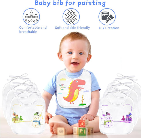 Dazzle at Baby Showers with a 44-piece DIY Bib Decorating Kit. 24 Bibs, 6 Stencils, 14 Markers. Perfect Gender Reveal Party Gift!