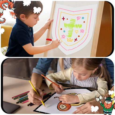 ReliThick 108 Pcs Blank Paper Shields for Kids DIY Cardboard Shields Craft to Decorate with Handles for Markers Crayons