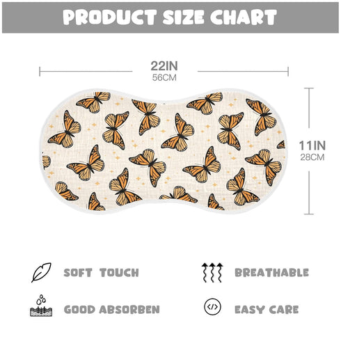 KICPOAY 2 22 11 Inch Muslin Baby Burp Cloths, Brown Monarch Butterflies Muslin Baby Bibs Rags Comfy Soft Absorbent