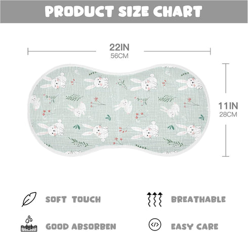 decor gift 4 Pack 22x11in Cotton Baby Burp Cloths Easy Care Mint Six Playful Bunny spit up Cloth for Gender Neutral