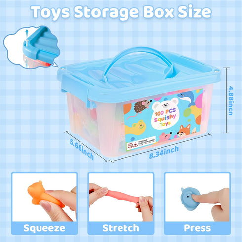 Gluaintdux 100 4-12, Pcs Party Favors & Squishy Toys Bulk for Kids Fidget Toys Sensory Stress Relief Toys for Classroom
