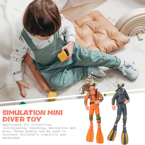 Scuba Steve Toy Diver with Hose - 2PCS Scale Model Sea Animals Action Figures for Fish Tank Play