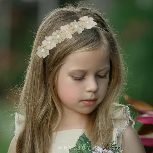 Baby Girl Flower Headbands Set - 3pcs Elastic Nylon Floral Hair Bands, Bows Wrap for Infant Newborn Toddler