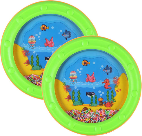 EASTROCK Ocean Drum, Sea Sound Percussion Instrument, 10 Inch Fish Graphic Sea Drum (2 PCS)