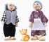Wooden Dollhouse People, 2-4 inches Doll House Dolls Family with 2 Pets (Dog and Cat)