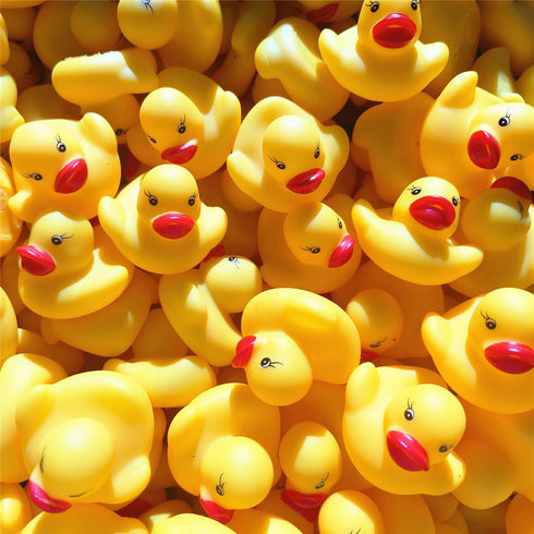 DZTIAN 51-Pieces Float & Squeak Mini Rubber Duck Baby Bath Ducky Sound ShowerToys for Kids Celebrate The Joy of The