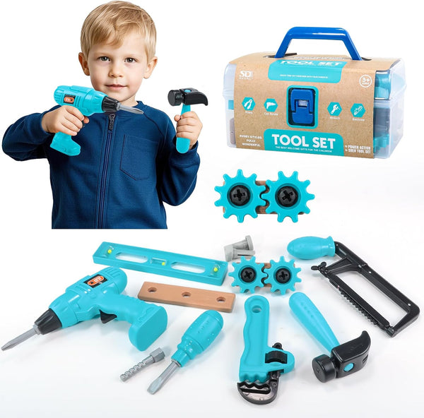 Kids Tool Set Pretend Play Toddler Tool Set with Tool Box, Toy