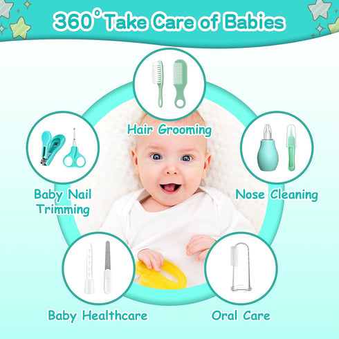 Set 25 1 Baby Grooming Kit for Boys Girls Safety Newborn Nursery Essentials Grooming Gift for First-time Parents, Green