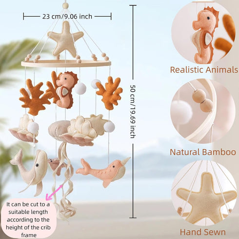 Ceecolia Ocean Life Theme Crib Mobile,Baby Boys Girls Ocean Mobile,Gender Neutral Baby Mobile,Nursery Mobile Soothe