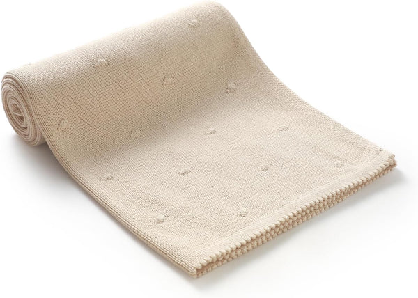 Neiwech Cotton Baby Blanket Knit Soft Cozy Lightweight Crib Stroller Nursery Receiving Swaddling