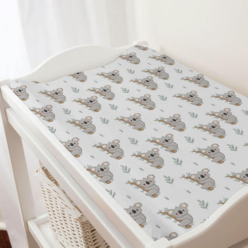 Cute Koala Bear Branch Leaf Changing Pad Cover, Unisex Diaper Change Table Sheets for Boy Girl, 32''x16''