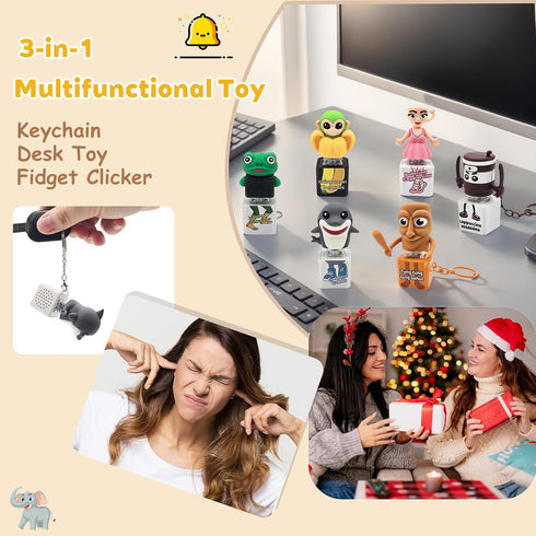 Gtzzot Adults(6pcs-All) Italian Brainrot Clicker Fidget Keychain with Sound and LED Light - Tralalero Tralala Shark