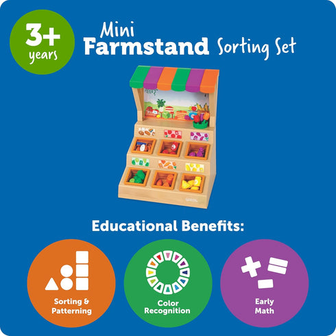 Set, Sets Learning Resources Mini Farmstand Sorting Play Food for Kids Kitchen, Grocery Store Pretend Play, Montessori