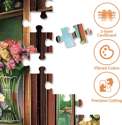 Ciavotie 500 500 20.5x15 Puzzles for Adults Pieces, Beautiful Flower Store Puzzle for Adults Pieces, Cat Jigsaw Puzzles
