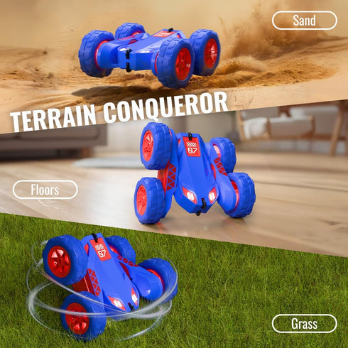 360 2.4Ghz 4WD 3-12 Remote Control Car, Rechargeable RC Cars & Remote Double-Sided Driving Flips Rotating All Terrain