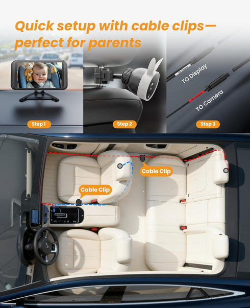 4.5" 1080P Babyvue USB Car Camera for Baby : Baby Car Camera with Crystal Clear Mirror View, Easy Installation Carseat
