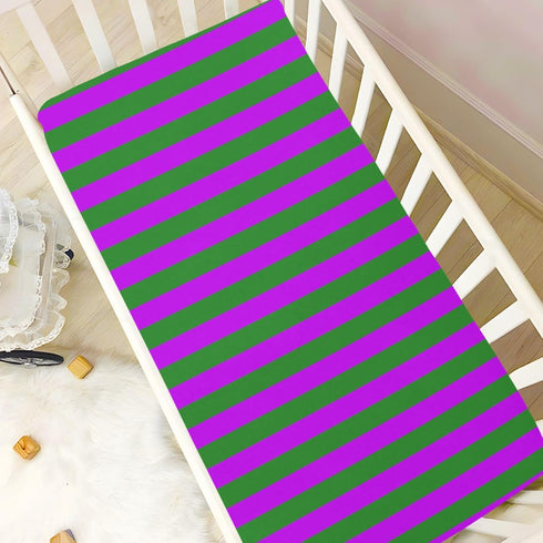 Pigsaly 27x39 Inch Crib Sheets Forest Green Purple Stripe Baby Sheet for Standard Crib Mattress Boys Girls Toddler Bed