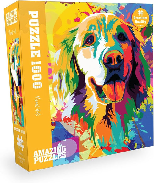 AMAZING PUZZLES 1000 Piece Jigsaw Puzzle for Kids and Adults - Colorful Doggy