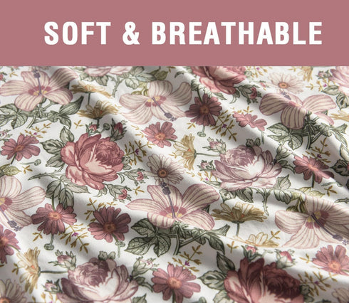 Little Jump Stretchy Jersey Knit Swaddle Blankets, Premium Cotton Floral Baby Quilt for Girls