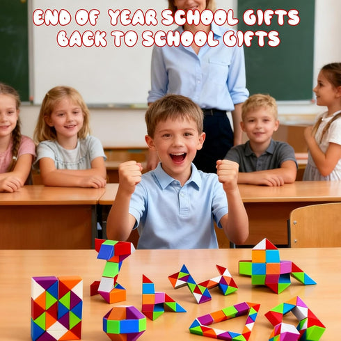 KOSIDEN 30pcs Boy Party Favors - Fidget Snake Cube Puzzle Toys for Goodie Bags, Bulk Toys, Classroom Prizes, Treasure