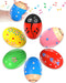 6 Pack Wooden Percussion Musical Shake Eggs with Toys Inside, Montessori Easter Basket Stuffers for Kids Boys Girls
