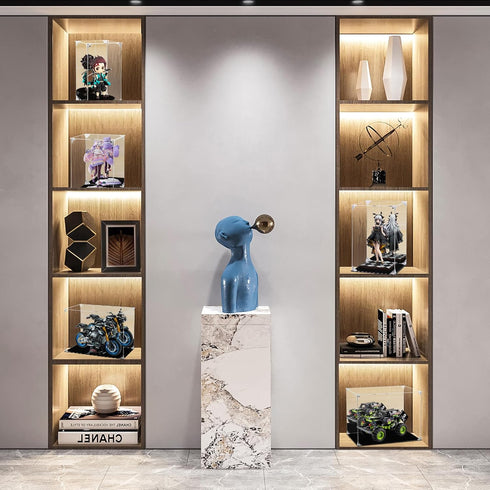 Acrylic Display Case for Collectibles, Clear Box with Mirrored Back for Action Figures, Lego Model, Doll Toys Display