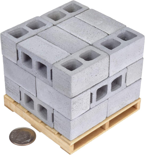 Acacia Grove Mini Cinder Blocks with Pallet - 1/12 Scale (24 Pack)