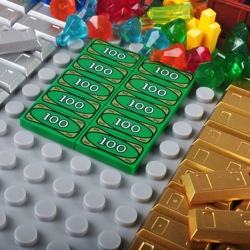 Treasure Accessories Set Building Blocks Bullion Money Gold Bar Jewelry Kit, DIY Set Compatible with All Brands