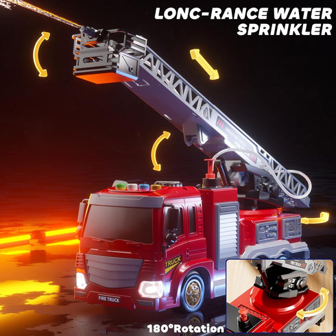 3 4 5 6 7 8 Playset 5-8, Toyset, 3+ JUKUDAHU Fire Truck Toy for Kids Years Old - Fire Trucks with Rotating Ladder