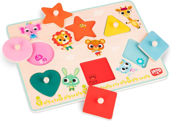 B. toys Wooden Peg Puzzle for Kids Shapes, Colors, Animals Wooden Toys