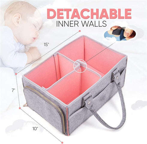 Felt Baby Diaper Organizer, Nursery Storage Bin Car Organizer for Diapers and Baby Wipes,Baby Caddy organizer Bag