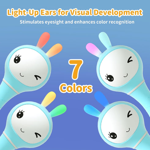 alilo 0-3-6-12-18-24 Months,1 4 9 Smarty Bunny Baby Rattle Musical Light Up Toys, Infants Newborns Baby Toys Year Old