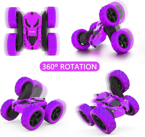 360 4WD 2.4GHz 6 7 8 9 10 11 12, Hamdol Remote Control Car for Kids, Spinning RC Stunt Car with Lights, Electric