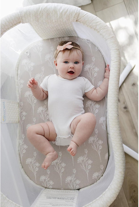 Pobibaby - 2 Pack Premium Bassinet Sheets for Standard Bassinets, Ultra-Soft Jersey Knit, Stylish Floral Pattern