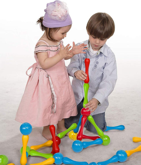 20 Piece Construction Set with Large Building Blocks for STEM Learning, Vibrant Colors for 1 Year Olds