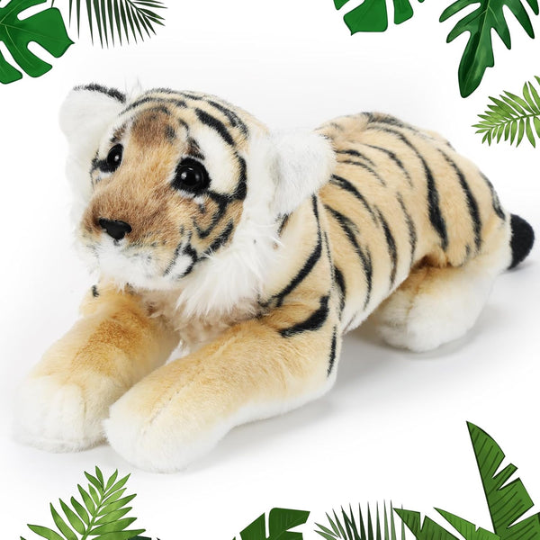 15'' Tiger Stuffed Animal Plush - Realistic Tiger, Leopard, Lion Toys for Boys & Girls, Jungle Pillow Gifts