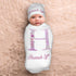 Set Personalized Baby Swaddle and Hat for Girls and Boys - Custom Baby Blankets with Initials