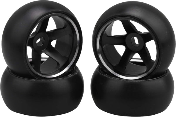 4pcs RC 5 Spoke Wheel Drift Tyre - Black Wheel Rims Replacement for WL 1/28 K969 K989 P929 RC Car
