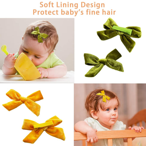 Yxiang 24PCS Velvet Hair Clips and Barrettes for Baby Girls, 4 inches Hair Bows, Non Slip Barrettes for Toddlers
