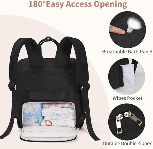 Backpack Backpack Backpack CEI-CEI Diaper Bag for Mom and Dad, Puffer Baby Bag with Insulated Pocket, Water-Resistant