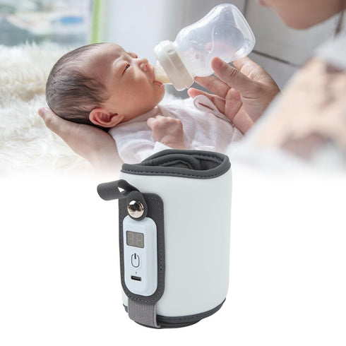 gernie 5 Settings Portable Baby Bottle Warmer, Temp LCD Dsplay Baby Milk Heat Keeper USB Powered Cordless Lightweight