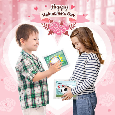 30Pcs OCHIDO Valentine's Greeting Cards With Sports Squeeze Balls Kits,Kids Valentine Cards Exchange,School Valentines