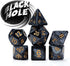Gate Keeper Games and Dice: Mercurial Dice - 7pc RPG Set, Deep Shimmering Black Resin & Gold Numerals