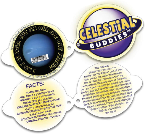 10" 0+ Celestial Buddies Neptune Buddy | Soft Stuffed Plush, Embroidered Features, Fun Planet Facts Tag for Kids STEM