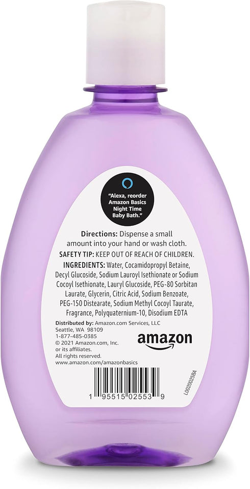 Amazon Basics Hypoallergenic Tear-Free Night-Time Baby Calming Bath, 13.6 Fl Oz (Pack of 4) (Previously Solimo)