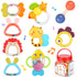 MOONTOY Baby Rattles Teether Set, 9PCS Sensory Toys for 0-12 Month Old Baby Boy Girl, Early Development Gifts