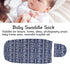 Baby Sleeping Bag, Soft Elastic Anti Startle Swaddle Sack Blanket Hat Set for Newborn Baby Bear Navy Blue Stripes