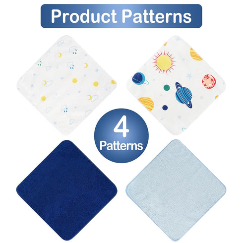 24Pack 9''x 9''Blue softan Baby Washcloths, Baby Wash Cloths Extra Soft & Ultra Absorbent, Baby Towels Face Towel